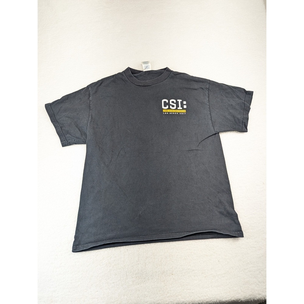 Vintage CSI Las Vegas T Shirt Men's Black Short‎ Sleeve Crewneck Y2k L